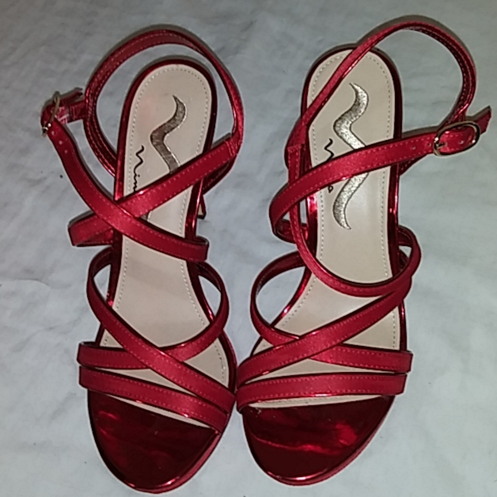 Nina red 3" inch open toe slingback high heels